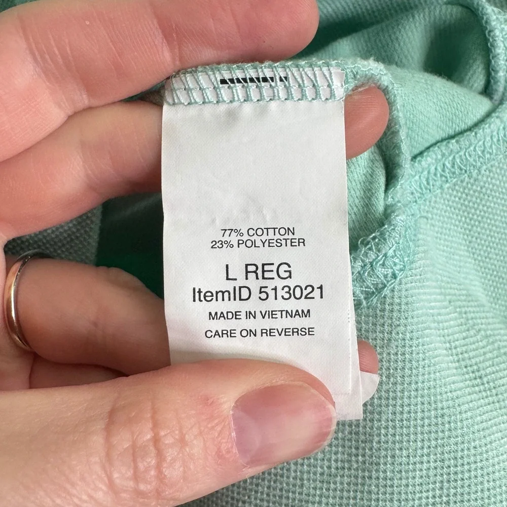 L.L. Bean Mens Large Mint Green Comfort Stretch Performance Quarter-Zip Pullover